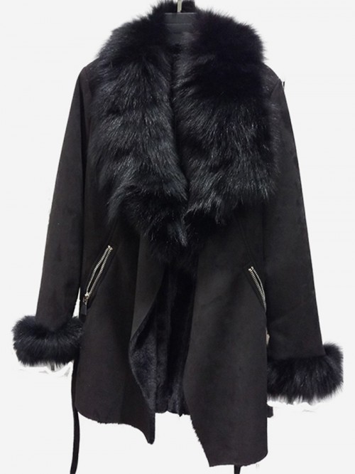 Beautiful long jacket with real rabbit fur